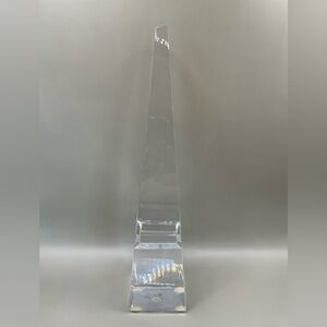 Baccarat France Signed Crystal 10” Obelisk Monument Paperweight Retail $945 READ